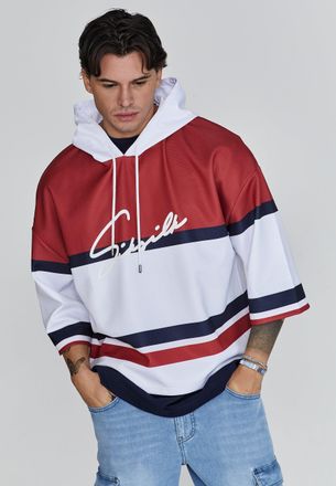 Siksilk Mens White Red Sports Hoodie S