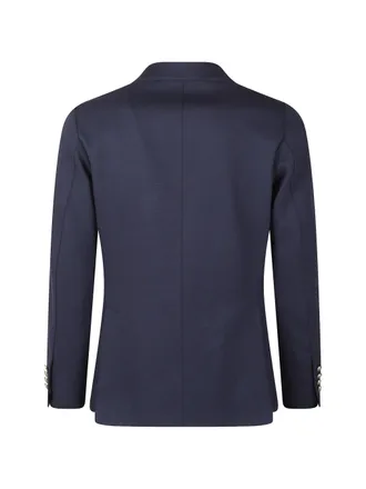Eleventy Button-Front Wool Blazer - Navy