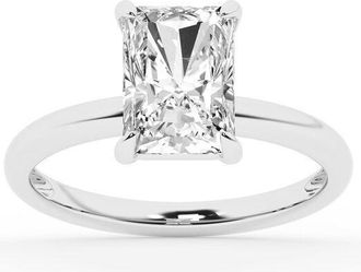 Grown Brilliance Lab Grown Diamond Engagement Ring in 10K White Gold, 2 Carat Radiant Cut Solitaire, Ring Size 7