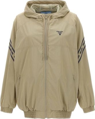 Prada Logo Jacket - Dames - Zomerjassen - Beige - XS - Katoen - Jassen