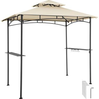TecTake Maracaibo BBQ Pavilion, weatherproof, wind canopy, 2 shelves in Light Sand | Size: Large
