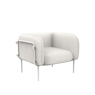 MondoViro Sill&oacute;n acolchado de tela blanca 95x87 cm 74h