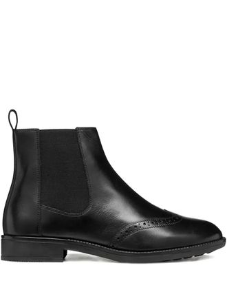 Geox brogue-detail leather boots - women - Calf Leather/Calf Leather/Fabric/Rubber - 36 - Black