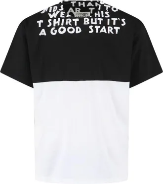 Maison Margiela Bicolor Contrast Print T-Shirt With Round Neckline And Short Sleeves
