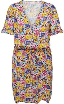 Only Carmakoma Elegante Zwarte Jurk - Dames - Korte kleedjes - Veelkleurig - 4XL - Kleedjes