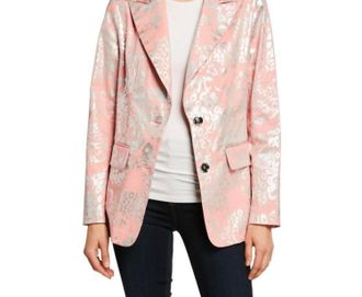 Berek Animal Print Metallic Jacket In Pink W/silver Foil