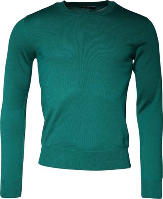Dolce & Gabbana Mens Virgin Wool Crew Neck Sweater Green