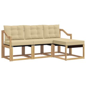 vidaXL Conjunto De Sof&aacute;s De Exterior Con Coj&iacute;n 4 Pcs Y Beige Vidaxl