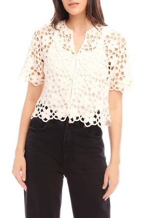 Fifteen Twenty Kamille Openwork Button-Up Shirt in Ivory at Nordstrom, Size Small