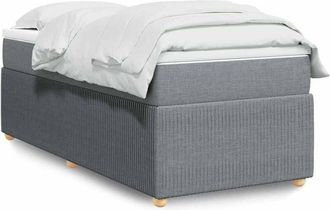 vidaXL Cama Box Spring Con Colch&oacute;n Tela Gris Claro 100x200 Cm Vidaxl