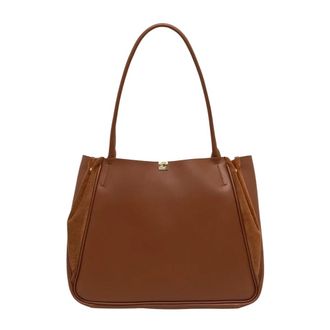 Coccinelle Pansy Bimaterial Tote - Dames - Shoppers - Bruin - ONE Size - Leer - Tassen