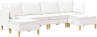 vidaXL Juego De Sof&aacute; Modular Con Almacenamiento 6 Uds. Blanco Tela Vidaxl