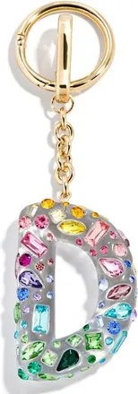 BaubleBar Crystal Initial Key Ring Bag Charm in Clear Multi - D at Nordstrom