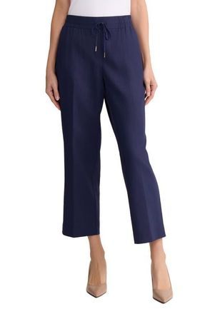 Jones New York Drawstring Waist Linen Blend Pants in Pacific Navy at Nordstrom, Size X-Small