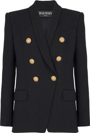 Balmain 6-knoops jasje - Dames - Blazers - Zwart - 2XS - Wol - Jassen