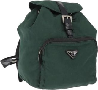 Prada Pre-owned Vintage Nylon Rugzak - Dames - Vintage Rugzakken - Groen - ONE Size - Nylon - Vintage
