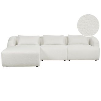 Beliani Beliani - Sof&aacute; Esquinero Minimalista Moderno Derecho Tapizado De Boucl&eacute; Cojines Adicionales 3 Plazas Blanco Svansele