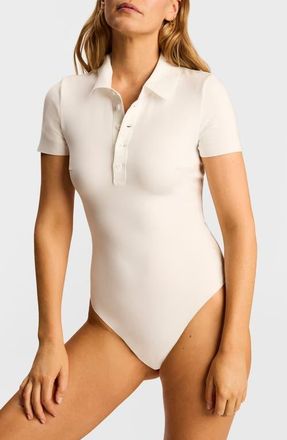 Commando Polo Scuba Knit Bodysuit in White at Nordstrom, Size X-Small