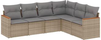 vidaXL Vidaxl - Juego De Sof&aacute;s Jard&iacute;n Con Cojines Beige Mezcla 6 Pzas Rat&aacute;n Pe