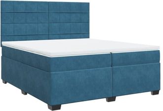 vidaXL Box Spring Bed with Mattress Blue 200x200 cm Velvet vidaXL