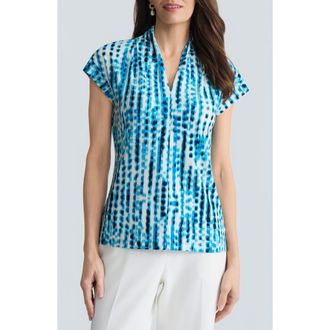 Kasper Blurred Line Top in Bright Azul Mlt at Nordstrom, Size Medium
