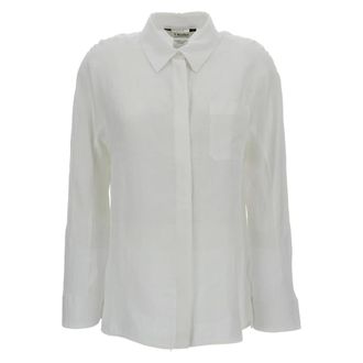 Max Mara Long Sleeve Linen Shirt - female - Max Mara - Shirts - White - 2XS - Blouses & Shirts