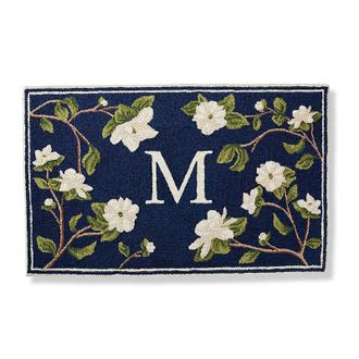 Frontgate Magnolia Monogram Door Mat - Black, 30 x 48, Non-Monogram - Frontgate