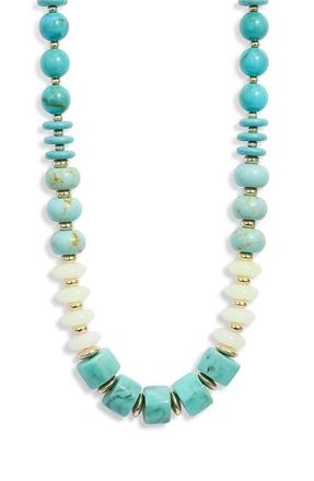 Nordstrom Mixed Beaded Necklace in Turquoise Multi- Gold at Nordstrom
