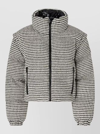 Pinko houndstooth hooded coat silk nylon blend