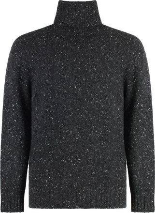 Malo Heather Effect Cashmere Turtleneck Sweater - Heren - Cashmere truien - Grijs - L - Kasjmier - Truien & Vesten
