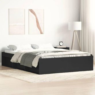 vidaXL Estructura De Cama Doble Sin Colch&oacute;n Negro 135x190 Cm Vidaxl