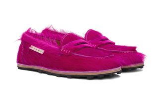 Marni Pink Long Calf Hair Loafers Size 41