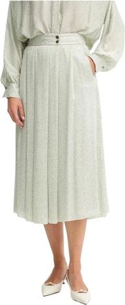 Forte_Forte Button Pliss&eacute; Midi Rok - Dames - Midirokken - Groen - S - Rokken