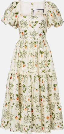 Agua Bendita Abito midi in lino con stampa