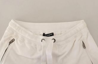 Dolce & Gabbana Mens White Cotton Logo Patch Sweatpants Jogging Pants
