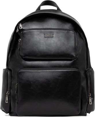 Guess Co zip-pocket backpack - men - Polyurethane/Polyester - One Size - Black