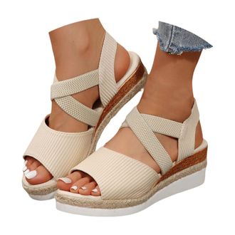 Generic Espadrilles Womens Wedges Orthopedic Sandals Orthopedic Sandals for Women Comfortable Platform Espadrille Shoes Dressy Summer Open Toe Ankle Strap Low