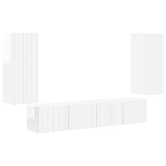 vidaXL Conjunto De Mueble Para Tv De Pared 4 Pcs Brillante Vidaxl