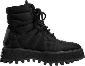 Dolce & Gabbana Black Padded Mid Calf Lace Up Boots Mens Shoes