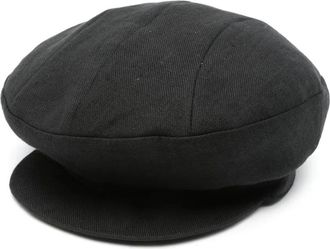 Yohji Yamamoto Cappello da baseball in lino - Nero