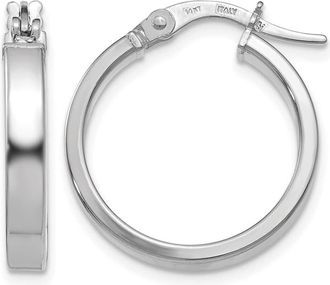 Diamond2Deal 14K White Gold Polished Round Shape Hoop Earrings