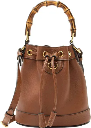Gucci Brown Leather Bamboo Diana Mini Bucket Bag (Authentic Pre-Loved)