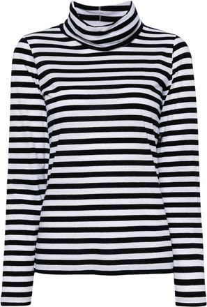 agnès b. striped transformable T-shirt - women - Organic Cotton - 1 - Black