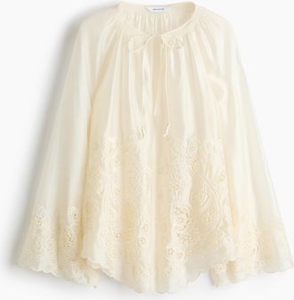 H&M Bluse mit Broderie Anglaise - White