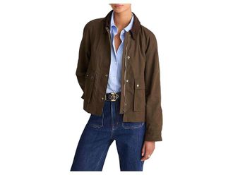 Madewell Fireman Jacket - Waxxed Cotton Womens Jacket Trench Green : LG (Womens 10-12), Cotton/Nylon