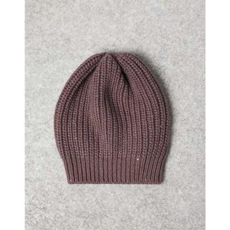 Brunello Cucinelli Womens Fig Wool Silk Knit Hat, Size S