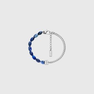 Diesel Lapis Beaded Bracelet - Bracelets - Unisex - Silver