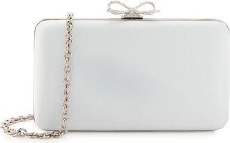 Self Portrait Crystal Bow-embellished Satin Clutch - Blue - One Size