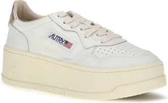 Autry Womens Medalist Platform Leather Sneakers Wht-Feather Upper: Leather; Sole: Rubber Wht/feather