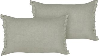 Beliani Beliani - Conjunto De 2 Modernos Cojines Decorativos De Lino Con Volantes Y Lazos 30x45 Cm Gris Claro Sassafras